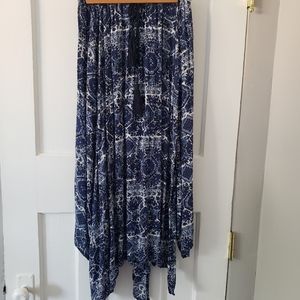 Hollister Festival Boho Drapey Tribal Paisley Print Hankerchief Skirt Blue Sz XS